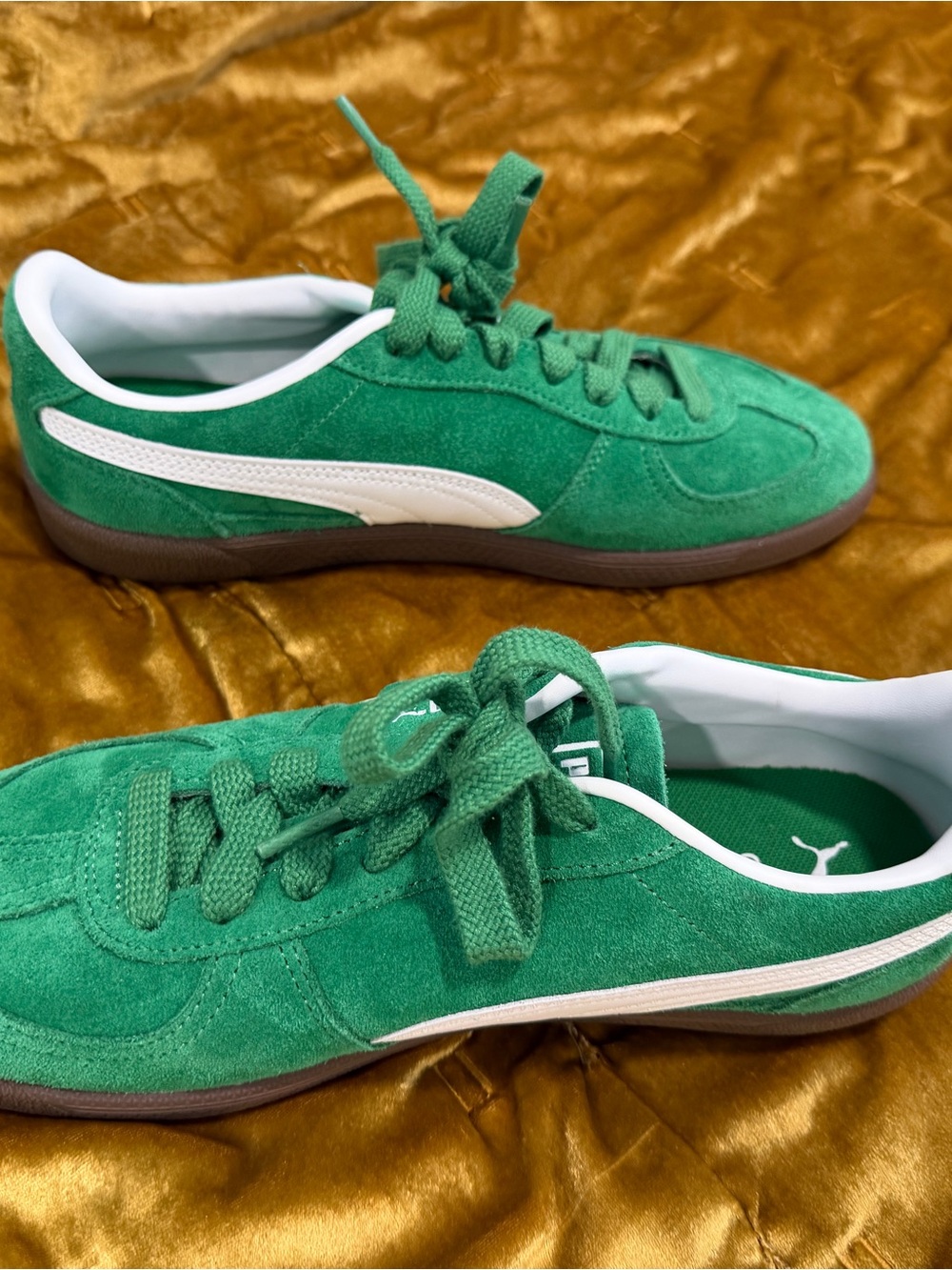Puma Green Suede Palermo Sneakers with White Formstrip - Picture 3 of 5